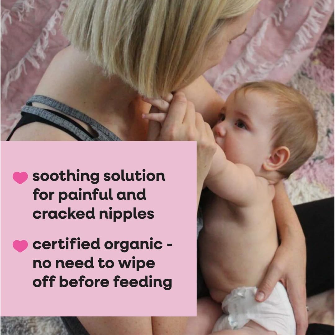 Bamboobies nipple balm application on nipple area for soothing relief.