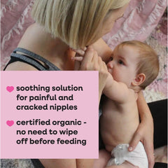 Bamboobies nipple balm application on nipple area for soothing relief.
