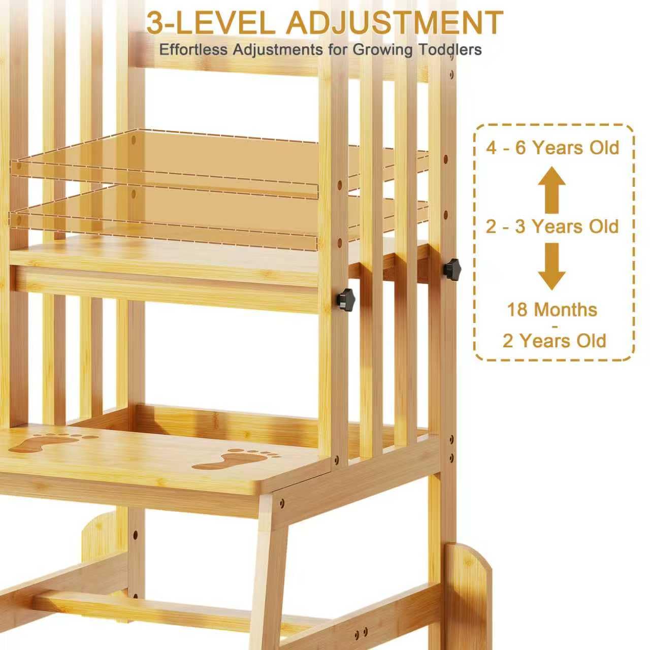 BAMBOOHOMIE anti-tip safety system featuring A-frame and stabilizers for steadiness.