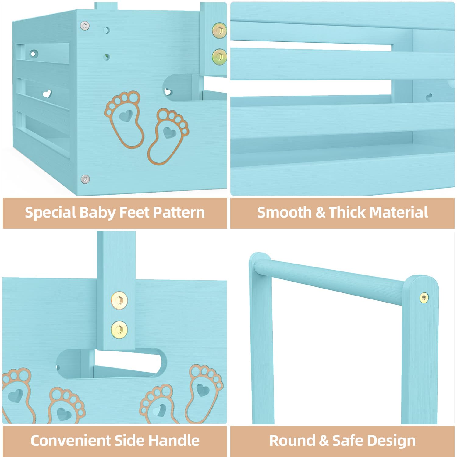 BAMBOOHOMIE bamboo texture closeup emphasizes safe burr-free material for baby use.