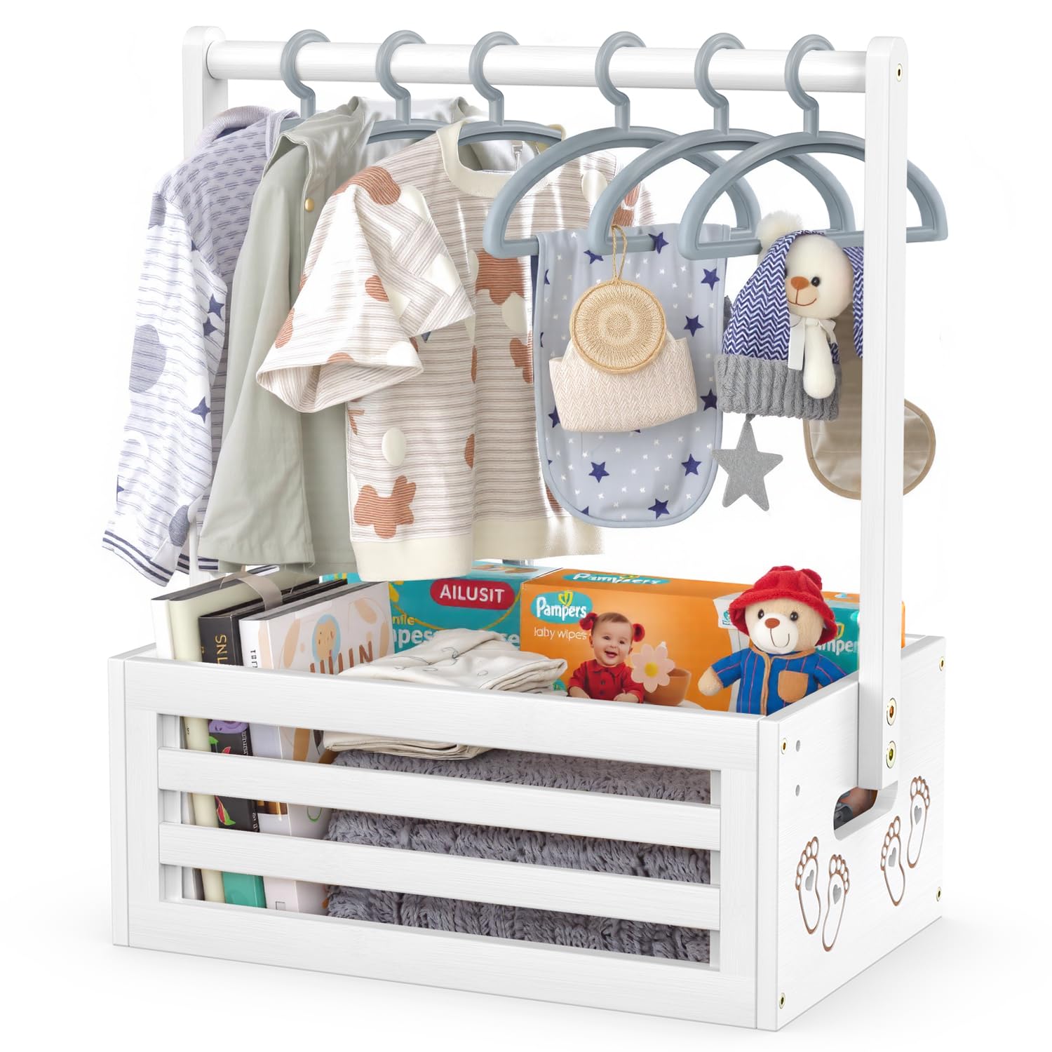 BAMBOOHOMIE baby shower crate closet front view shows elegant, reusable gift storage