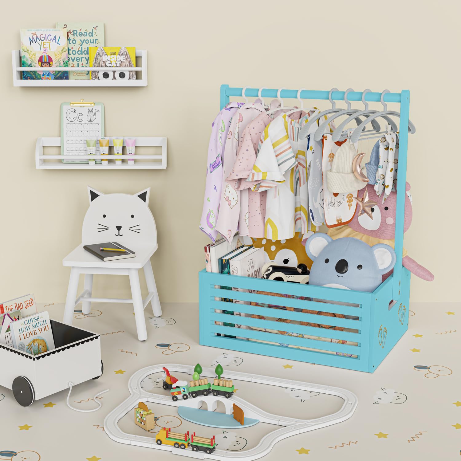 BAMBOOHOMIE baby shower crate closet shown as gift basket display option.
