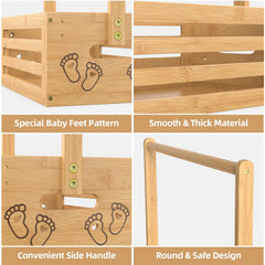 BAMBOOHOMIE baby shower crate closet with hanging rack demonstrates dual-function storage and display