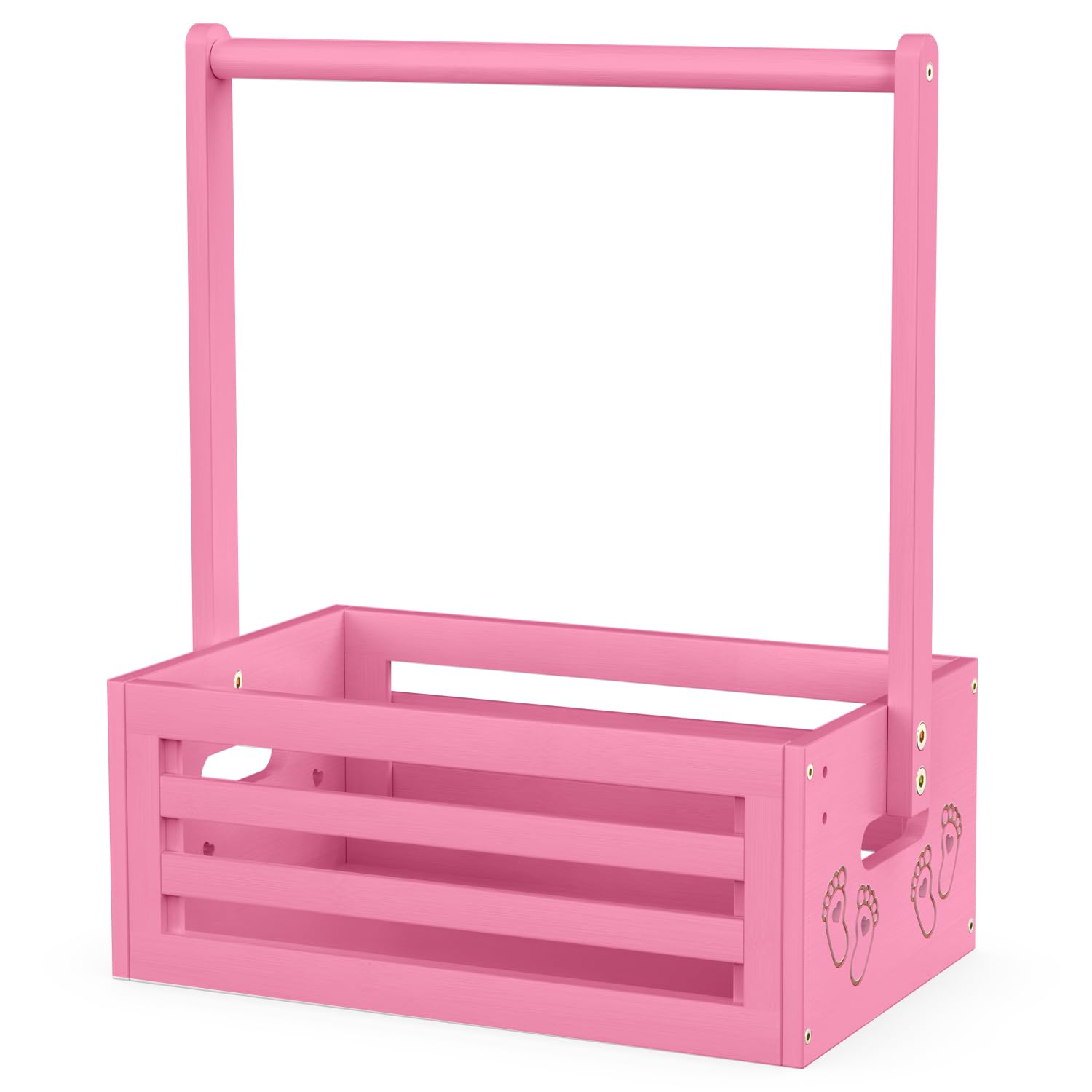 BAMBOOHOMIE pink crate shown in nursery display for welcoming newborns.