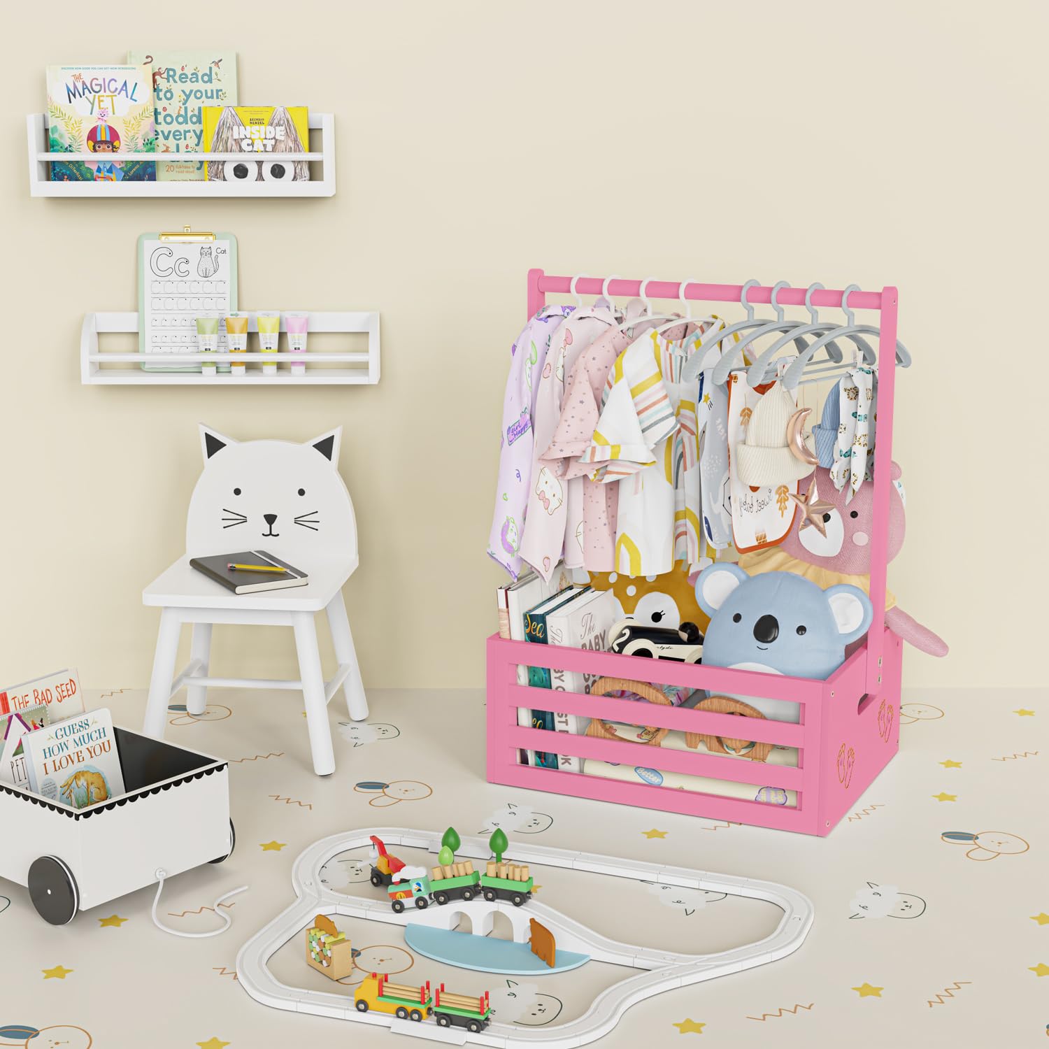 BAMBOOHOMIE pink crate dimensions 37x22x48 cm for versatile storage.