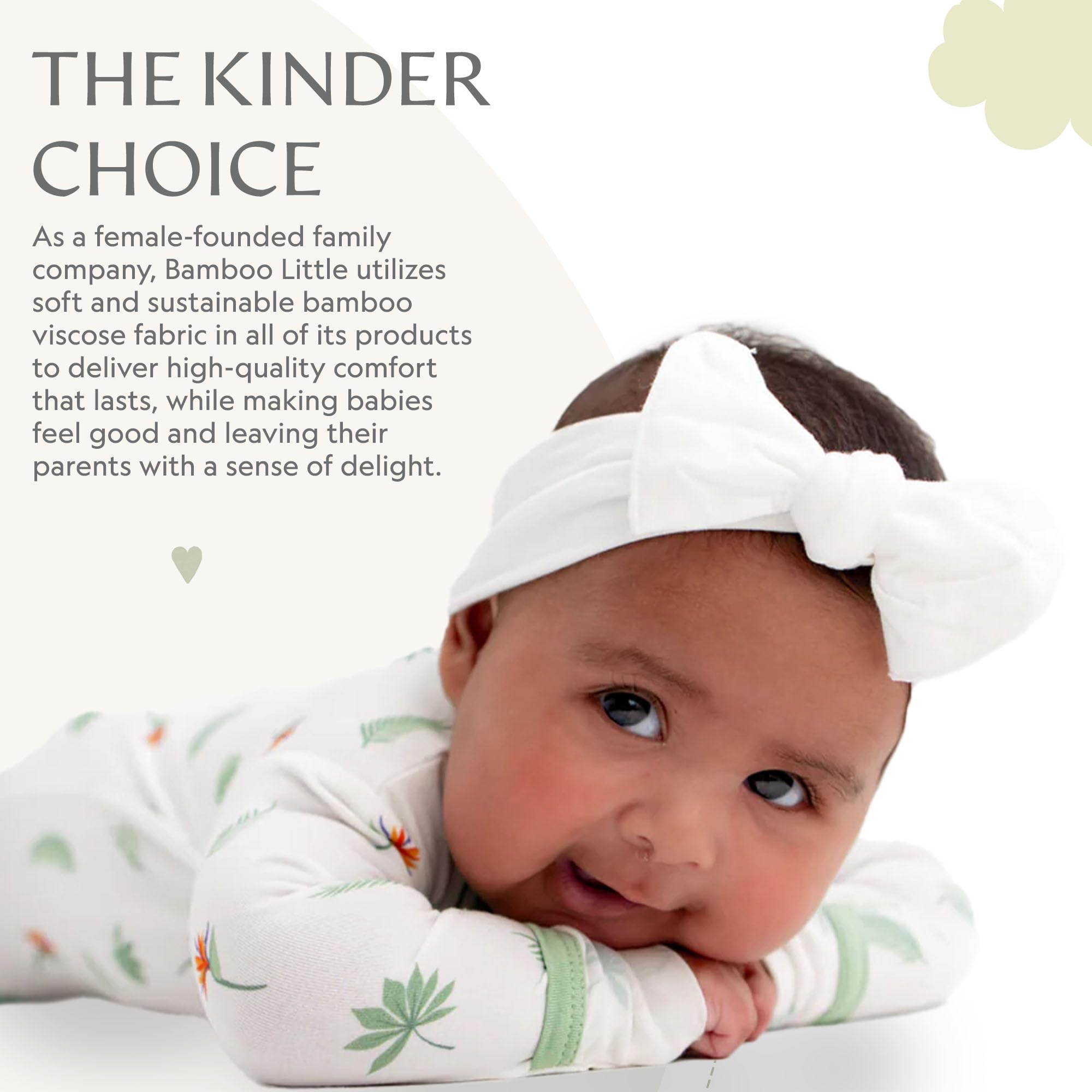 Bamboo Little skin-safe fabric swatch highlights sensitive-skin suitability.