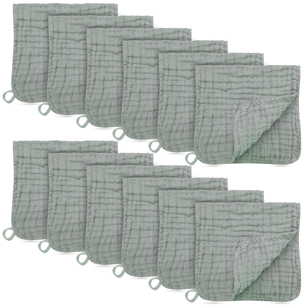 BAMBOO QUEEN muslin burp cloths 20x10 green pack cover for full shoulder protection.
