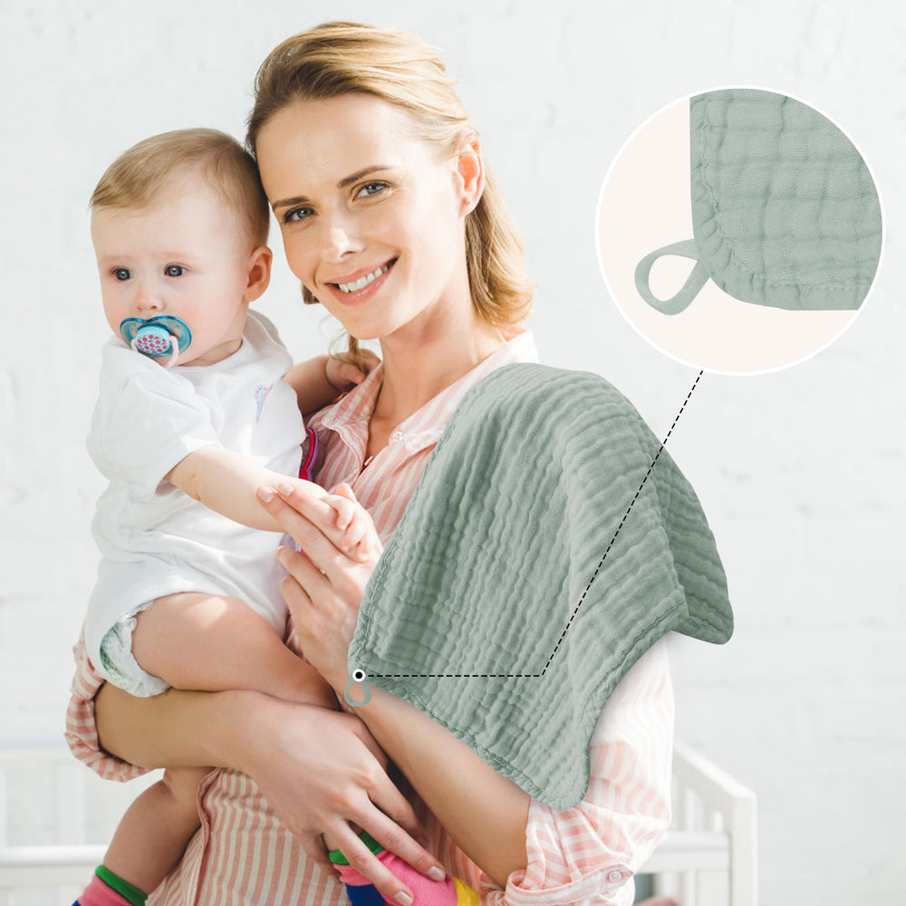 BAMBOO QUEEN muslin burp cloths changing-mat cover usage example.