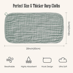 BAMBOO QUEEN muslin burp cloths large 20x10 size showing full-coverage design.