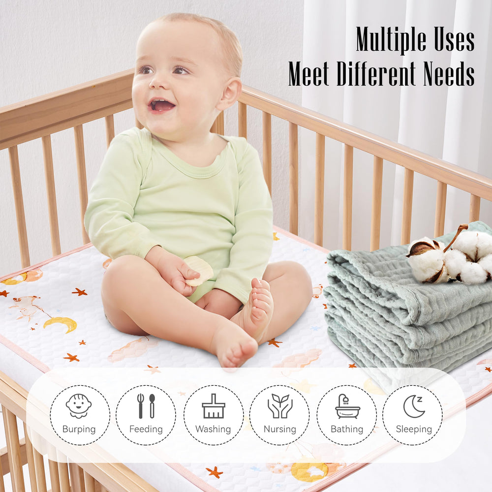 BAMBOO QUEEN muslin burp cloths soft-gentle fabric against baby's skin.