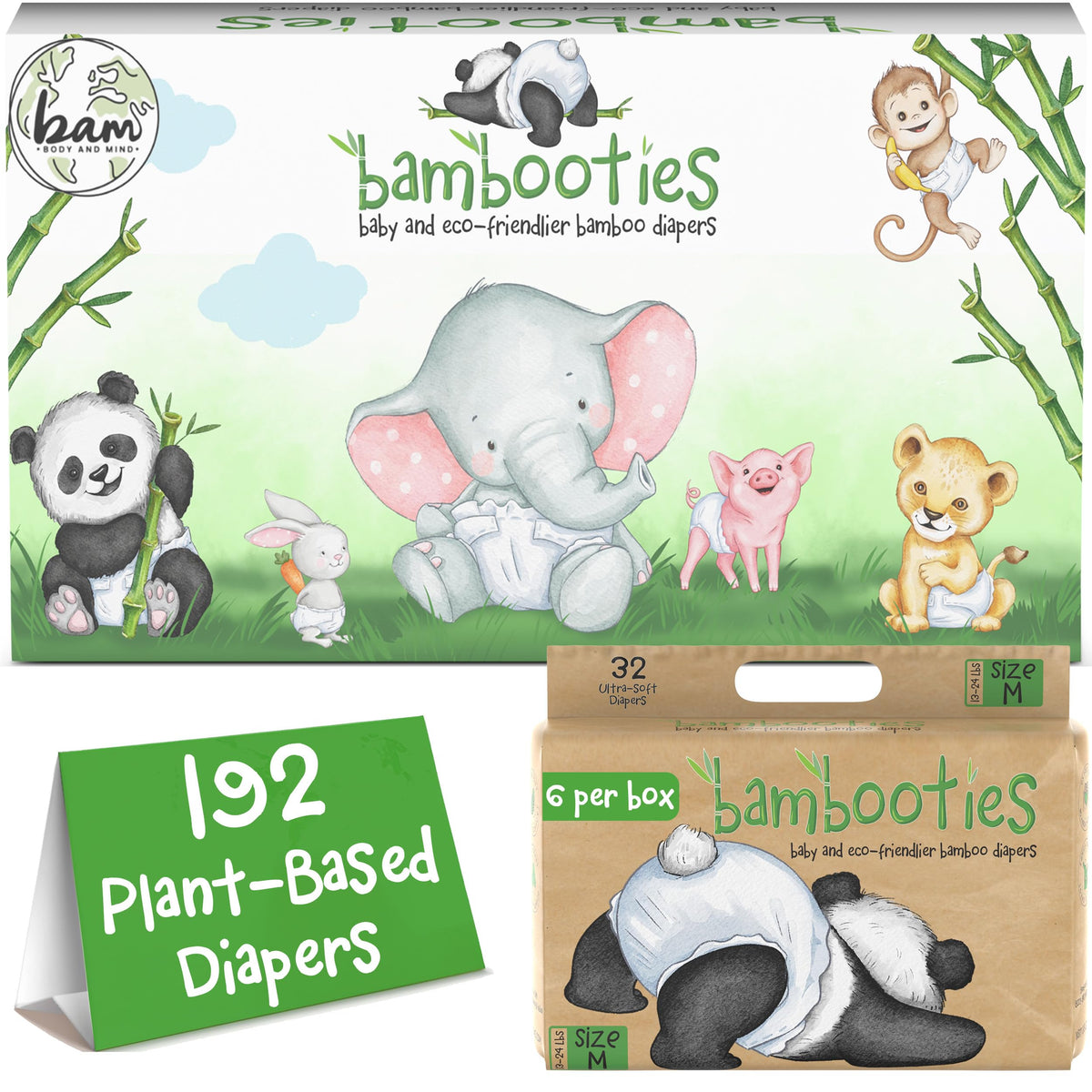 Bambooties bamboo diapers 192-count packaging for chlorine-free bulk supply