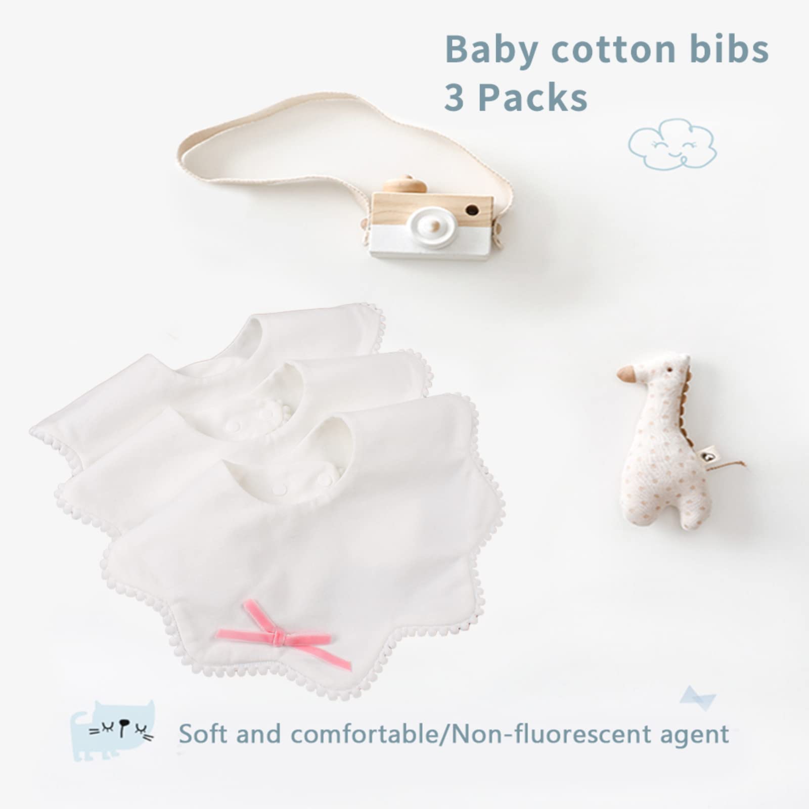 Bamery white bib close-up highlighting absorbent material to keep outfits clean