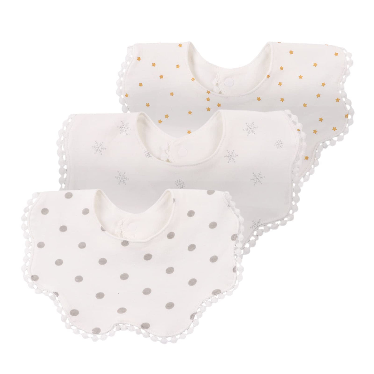 Bamery baby bandana bib white cotton soft fabric close-up gentle comfort