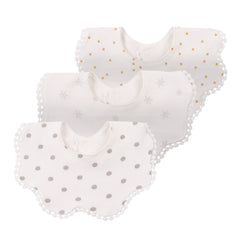 Bamery baby bandana bib white cotton soft fabric close-up gentle comfort