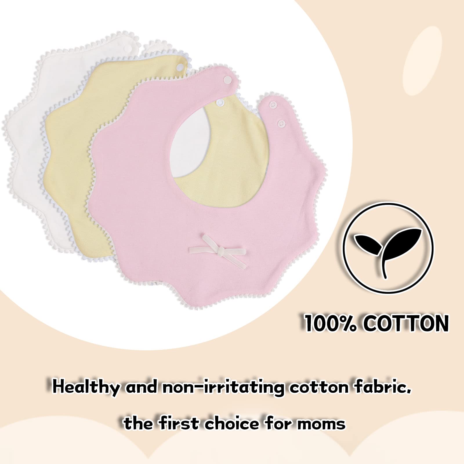 Bamery baby bandana bibs white cotton closeup highlighting absorbent fabric for mess management.
