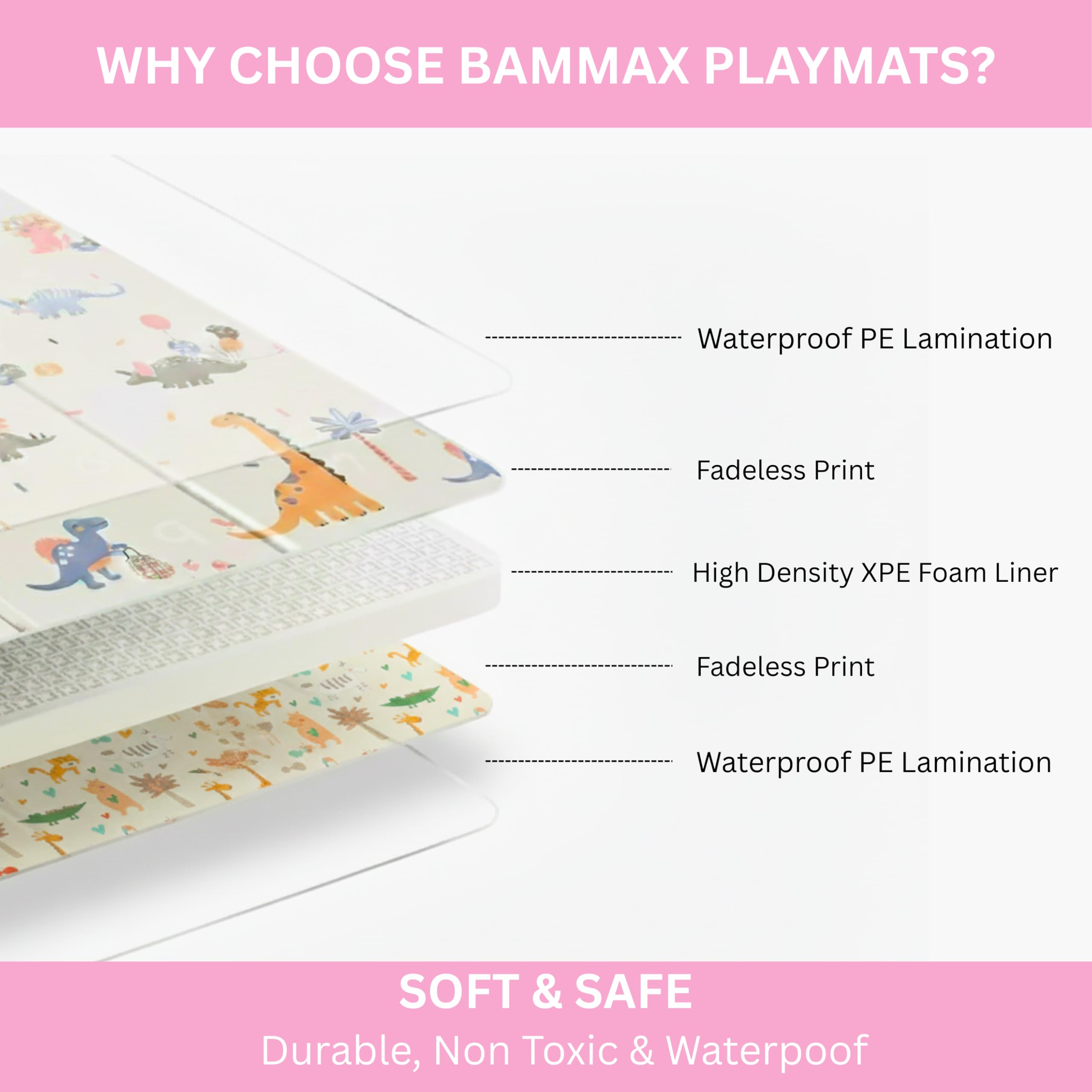 BAMMAX extralarge dinosaur design adds visual interest during play.