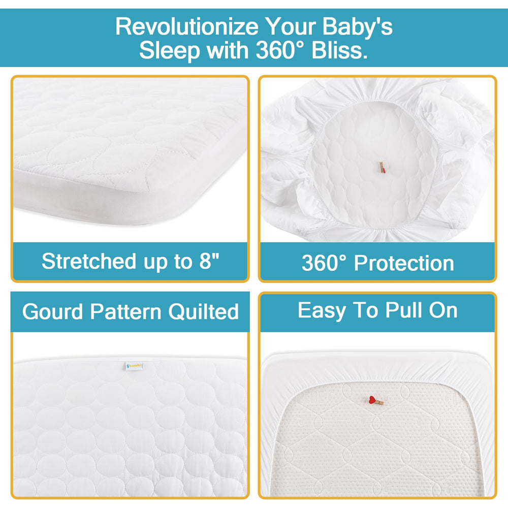 Bamuho two-pack waterproof crib mattress protector for easy rotation.