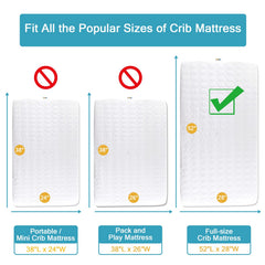 Bamuho protector with 360-degree elastic skirt fits standard cribs securely.