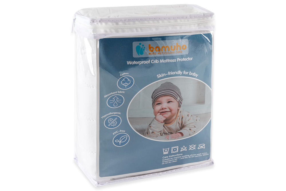 Bamuho duck-egg pattern protector adds calm nursery aesthetic and protection.