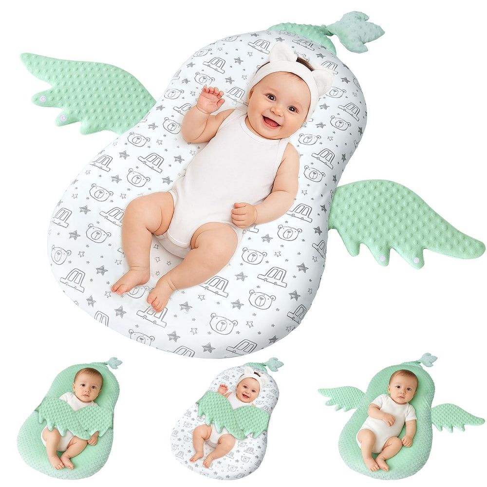 Banakshol baby lounger 3-in-1 infant lounge demonstrating supervised play and comfort.