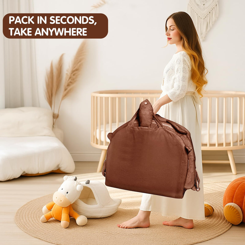 Banakshol brown colorway highlights stylish, cozy nursery accents.