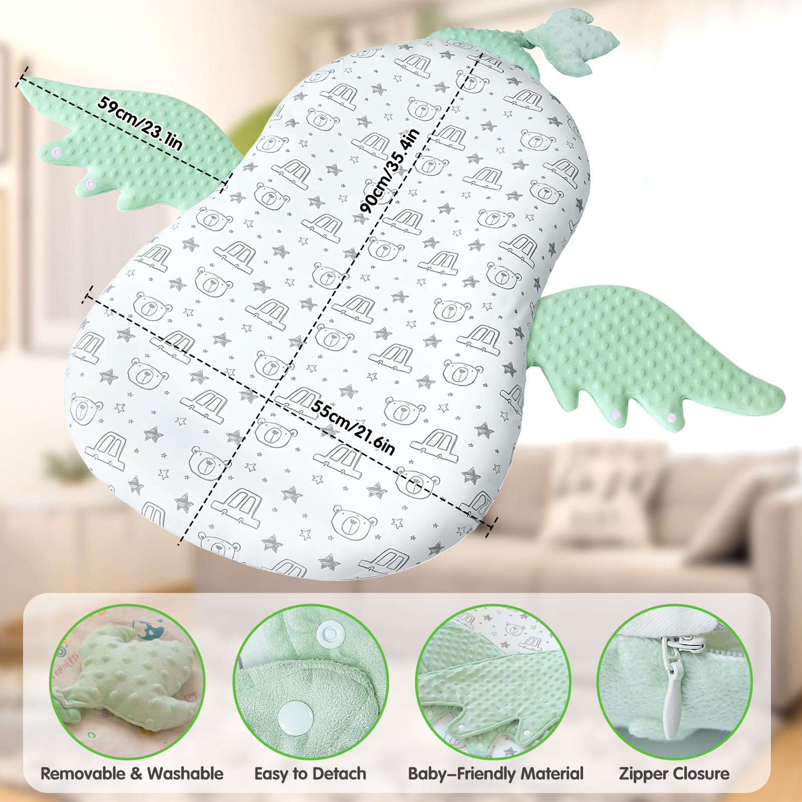Banakshol baby lounger removable cover enabling easy cleaning.