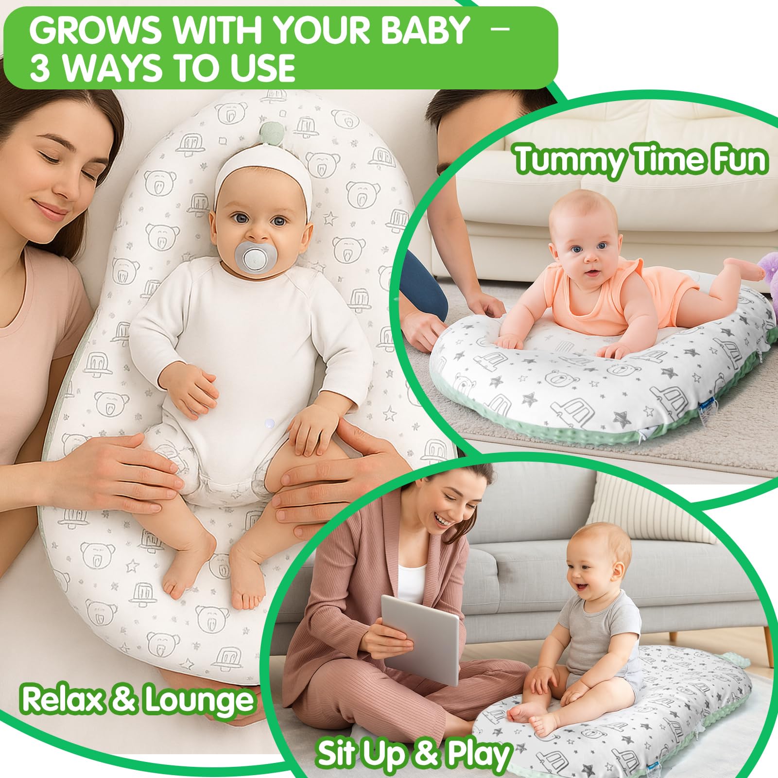 Banakshol baby lounger travel-friendly with carry handle on-the-go.