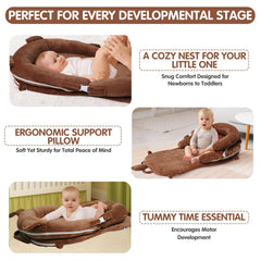 Banakshol baby lounger tummy time support demonstrates head lifting and early muscle engagement.