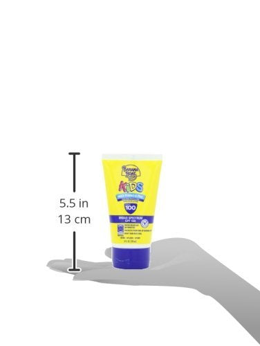 Banana Boat SPF100 Kids product in a family outdoor scene for sunny day use.