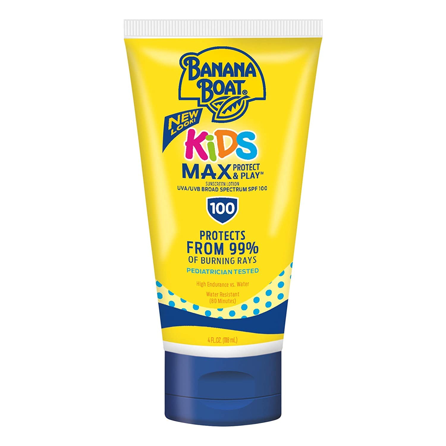 Banana Boat SPF100 Kids max protect and play bottle front for sunny days.