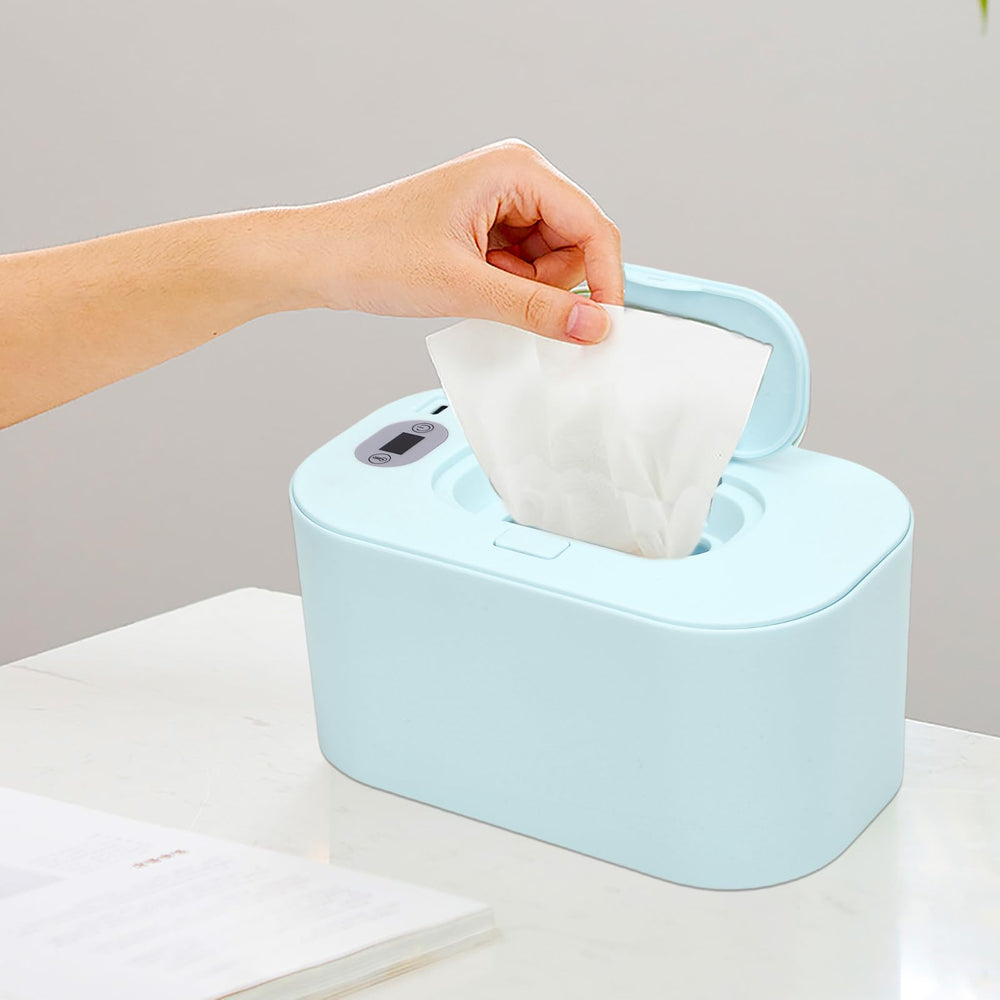 Banapoy Baby Wipe Warmer front view in green showing compact design and portability