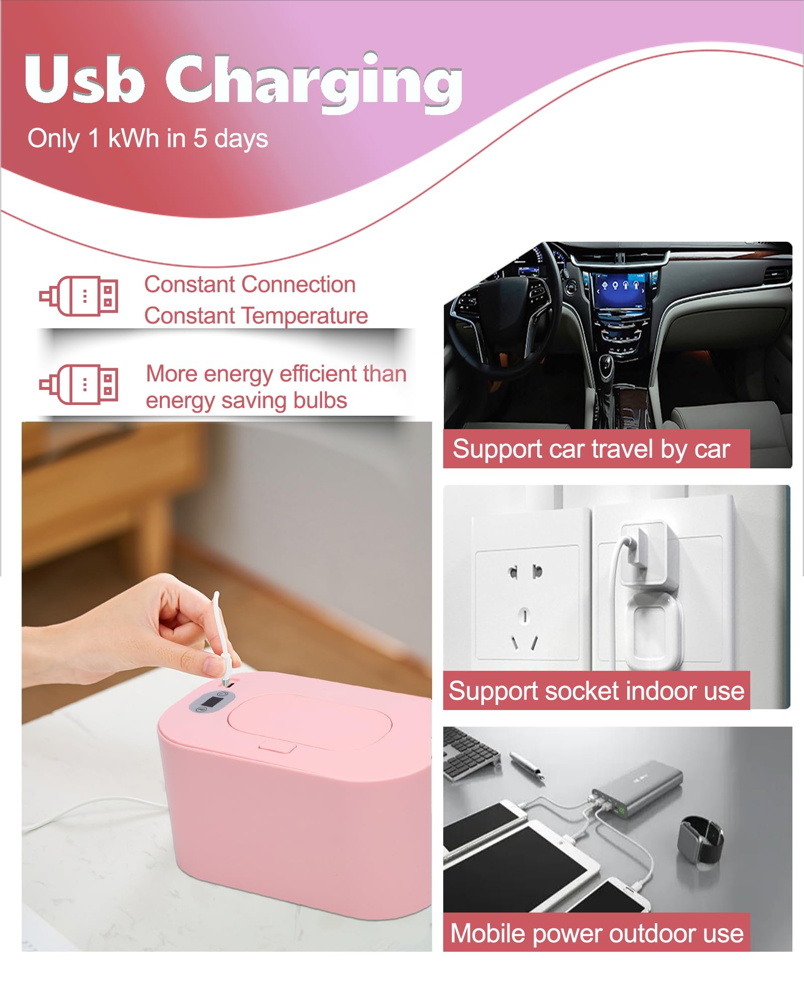 banapoy wipe warmer Roseate car-use setup on the go is convenient