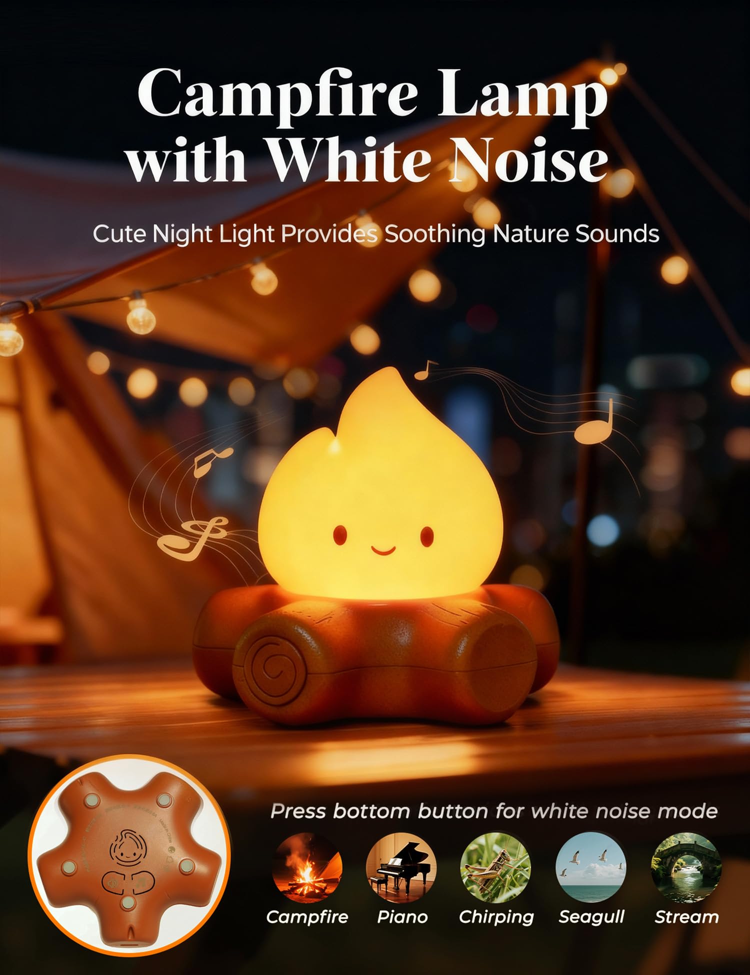 BANDIANCY Chibi Campfire Lamp held safely by kids shows a safe design.