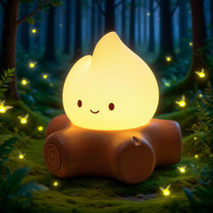BANDIANCY Chibi Campfire Night Light face glow for comforting bedtime ambience.