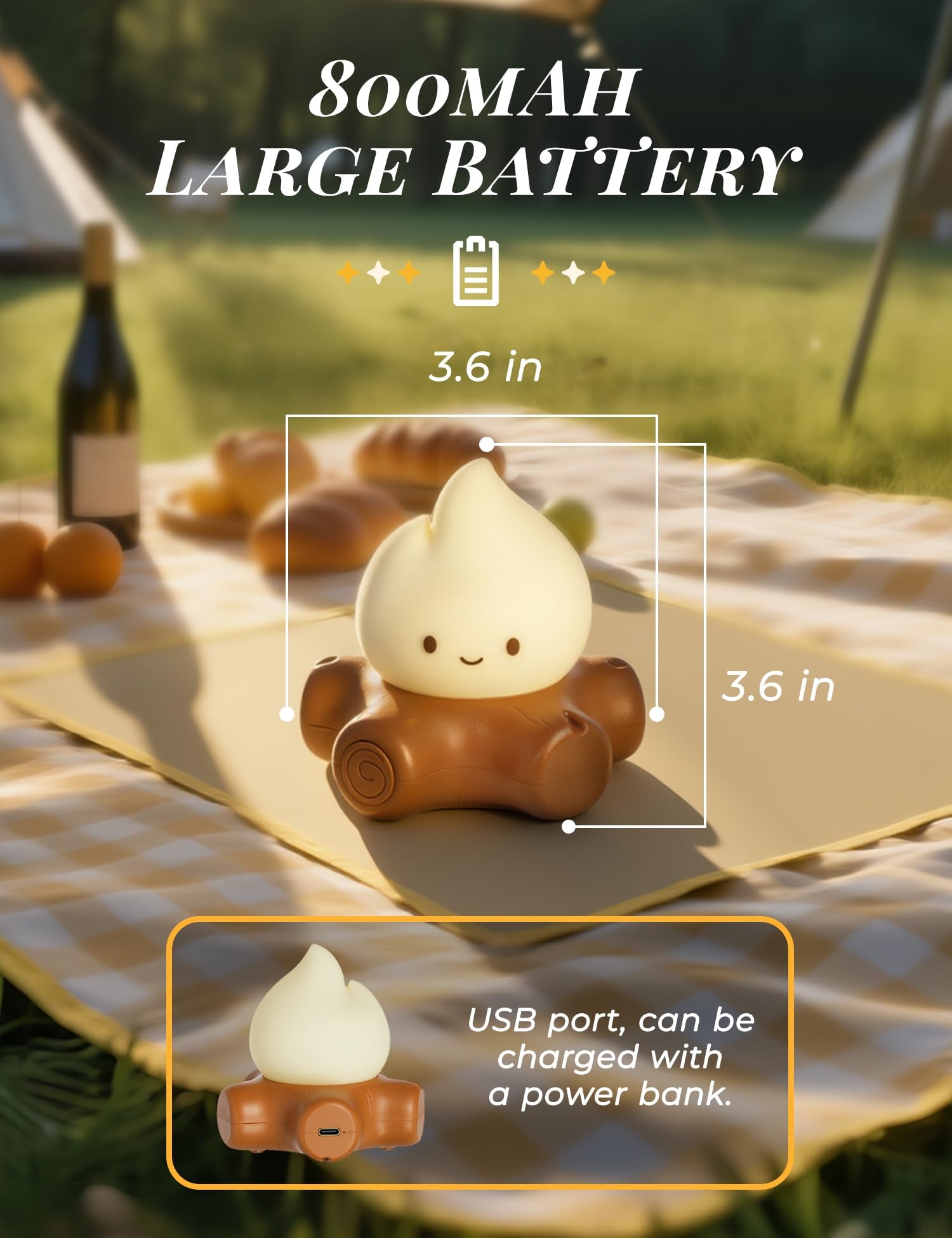 BANDIANCY Chibi Campfire Night Light ideal for nurseries with soothing glow.