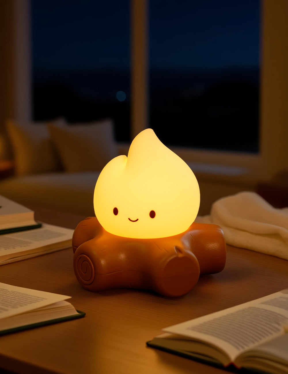 BANDIANCY Chibi Campfire Night Light USB rechargeable with easy charging cable.