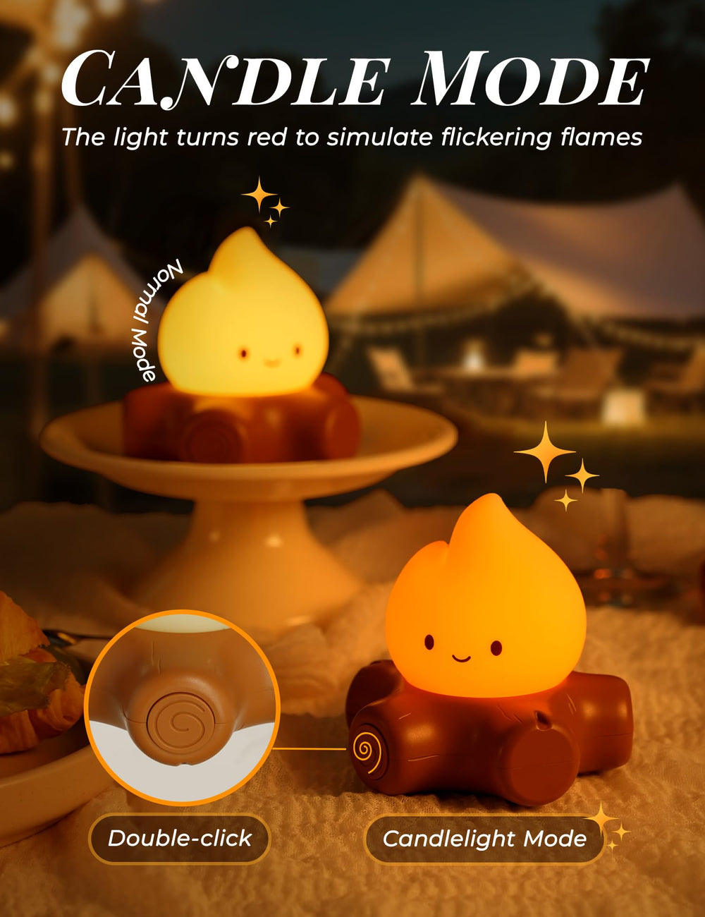 BANDIANCY LED flame with steady warm light supports calm bedtime routines