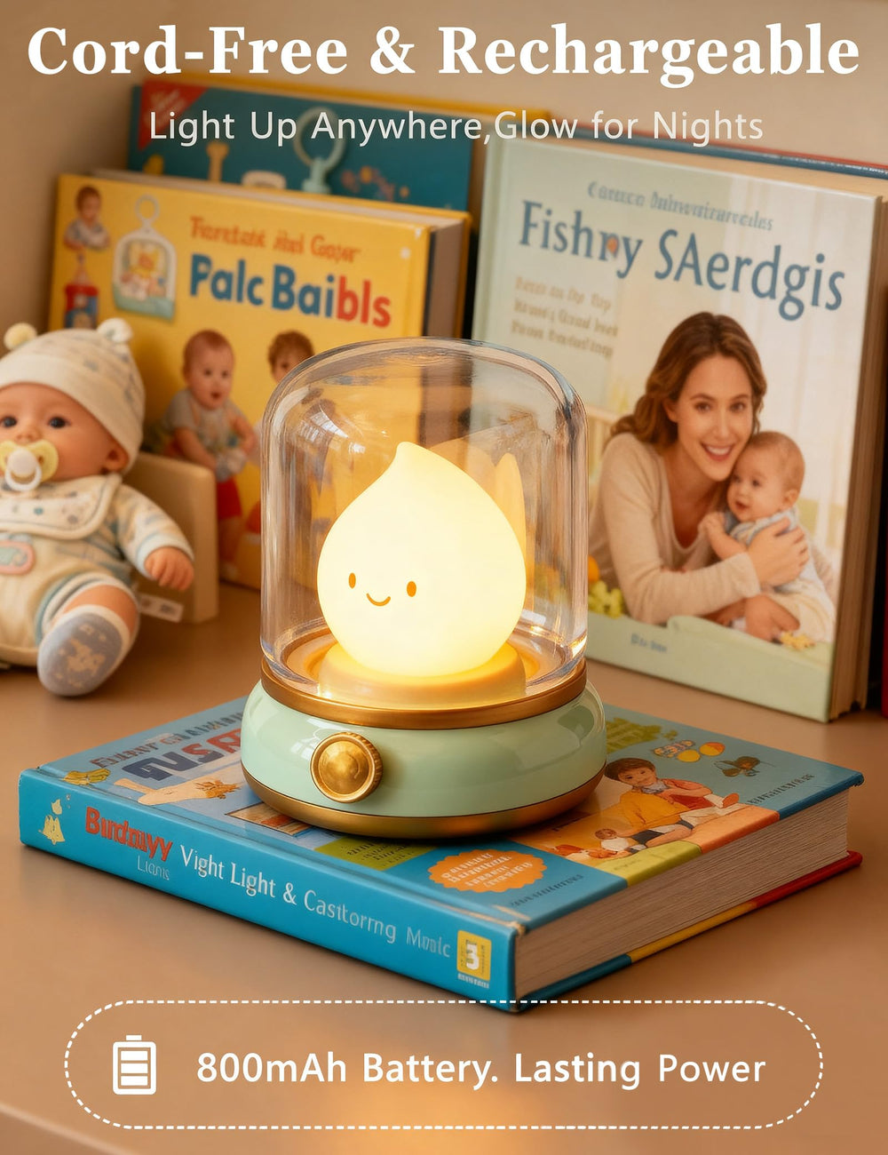 BANDIANCY smiley-lamp-dim showcases adjustable brightness for late-night feeds and soothing light.