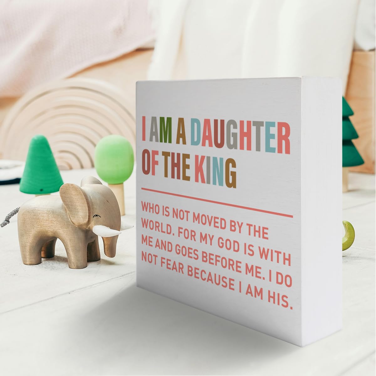 Banlai Christian nursery decor box sign detail wood texture—high-quality wood with smooth finish.