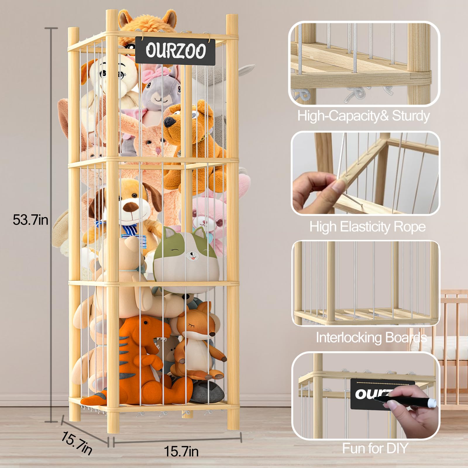 Banlilus wooden-toy-organizer three-tier design elevates room organization