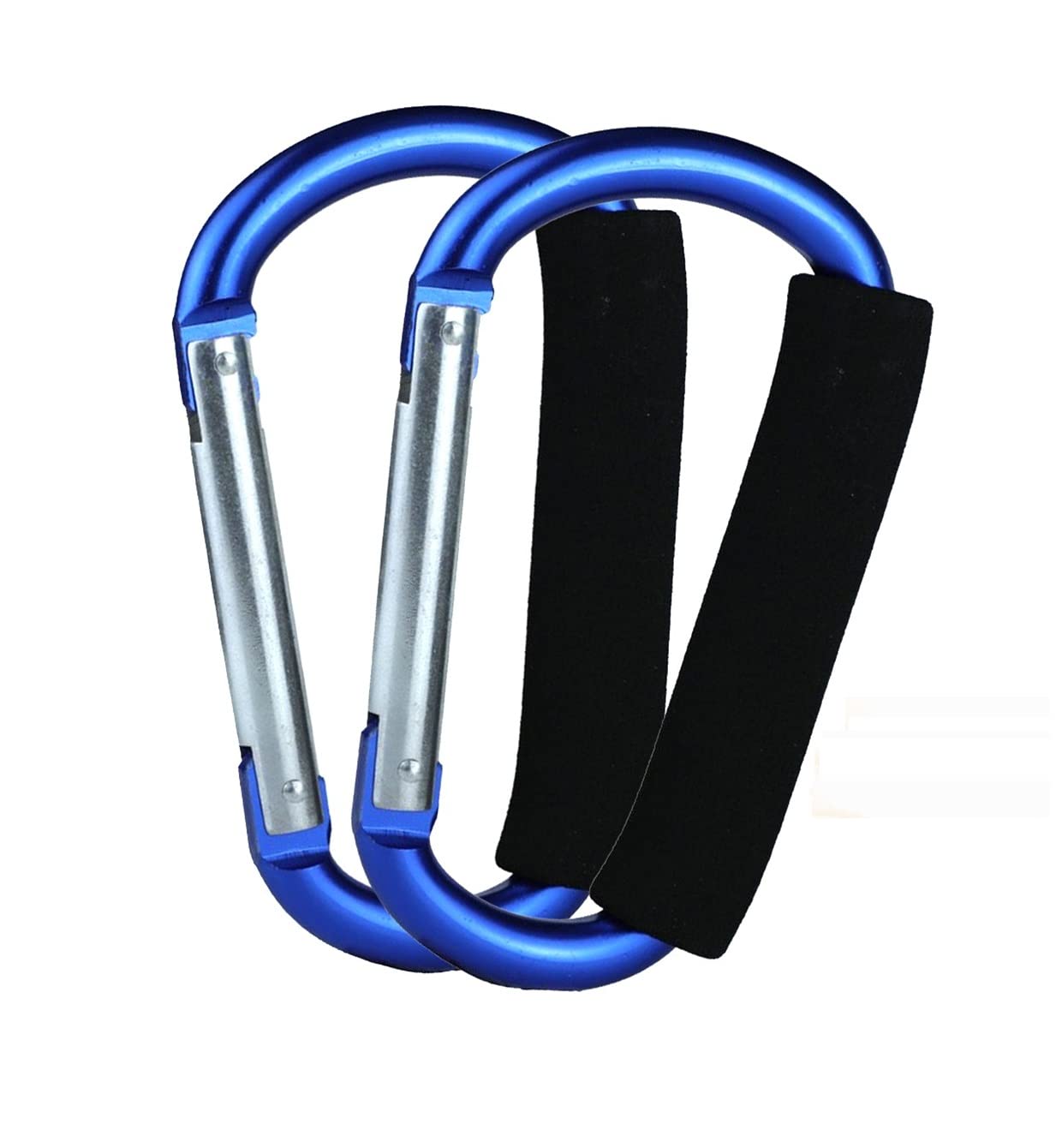 BanYakong stroller hooks 2-pack attached to a stroller handle for extra bag space.