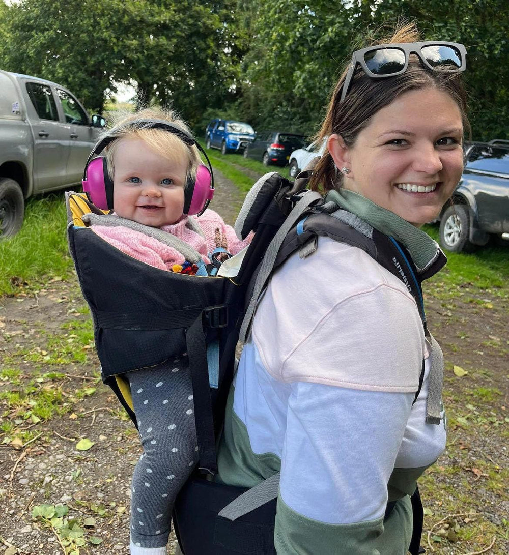 BANZ Baby Earmuffs at a crowded event protecting little ears