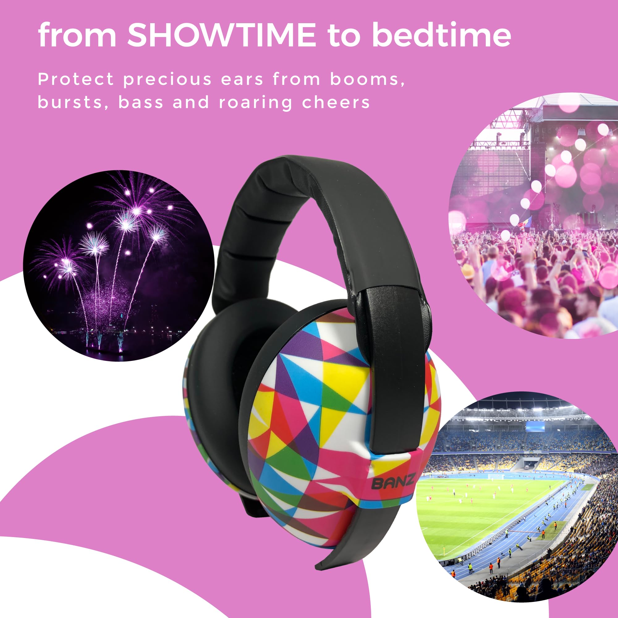 BANZ infant earmuffs front view shows a low-profile design.