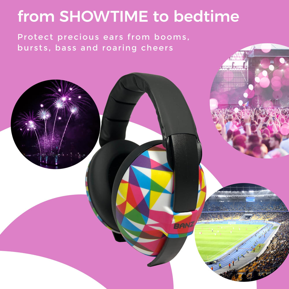 BANZ infant earmuffs front view shows a low-profile design.
