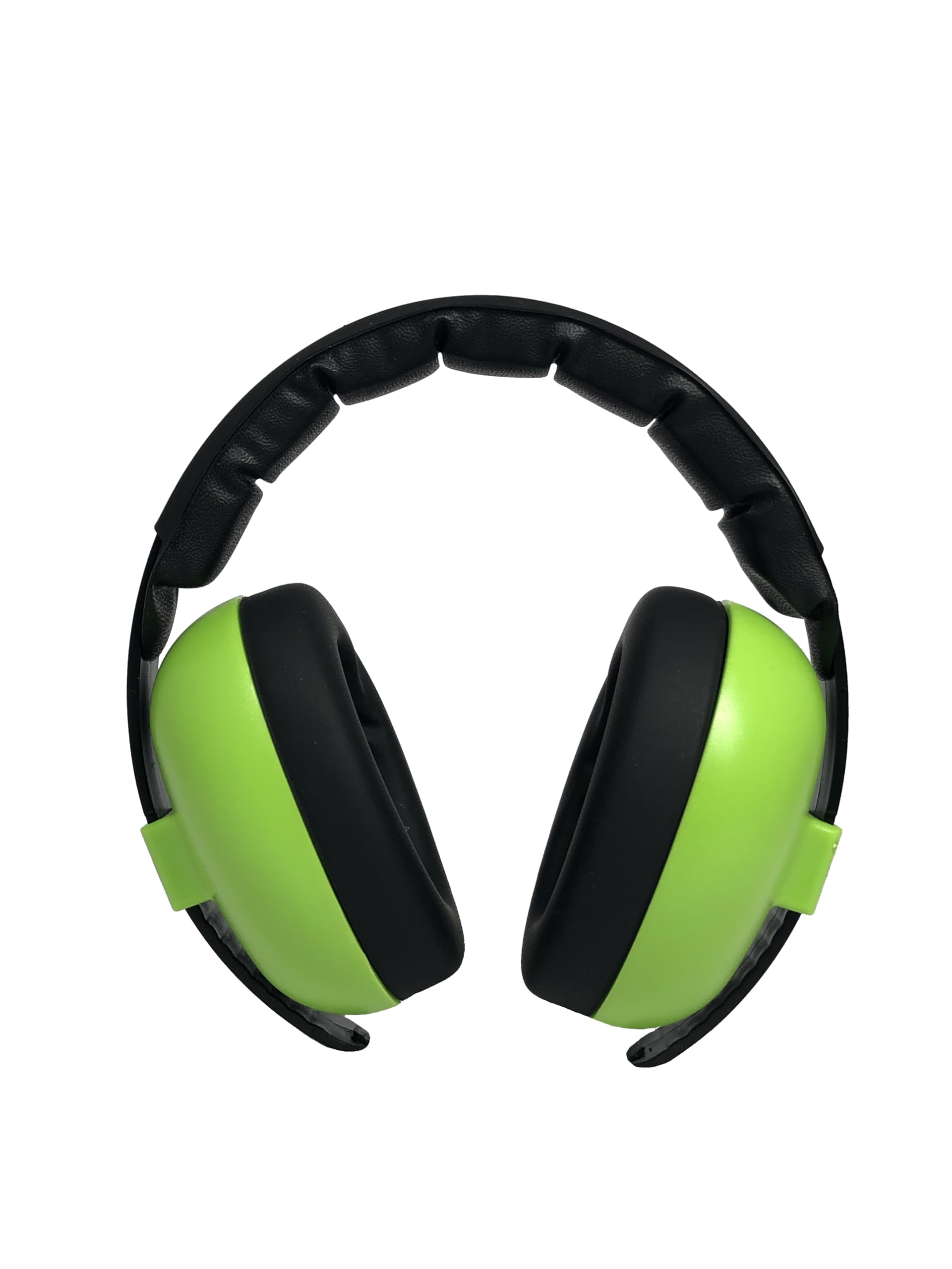 BANZ Baby Earmuffs lime cushions close-up highlighting foam-filled comfort