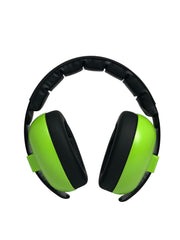 BANZ Baby Earmuffs lime cushions close-up highlighting foam-filled comfort