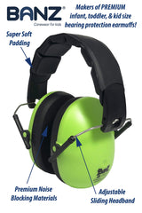 BANZ Baby earmuffs with low-profile design for easy wear.