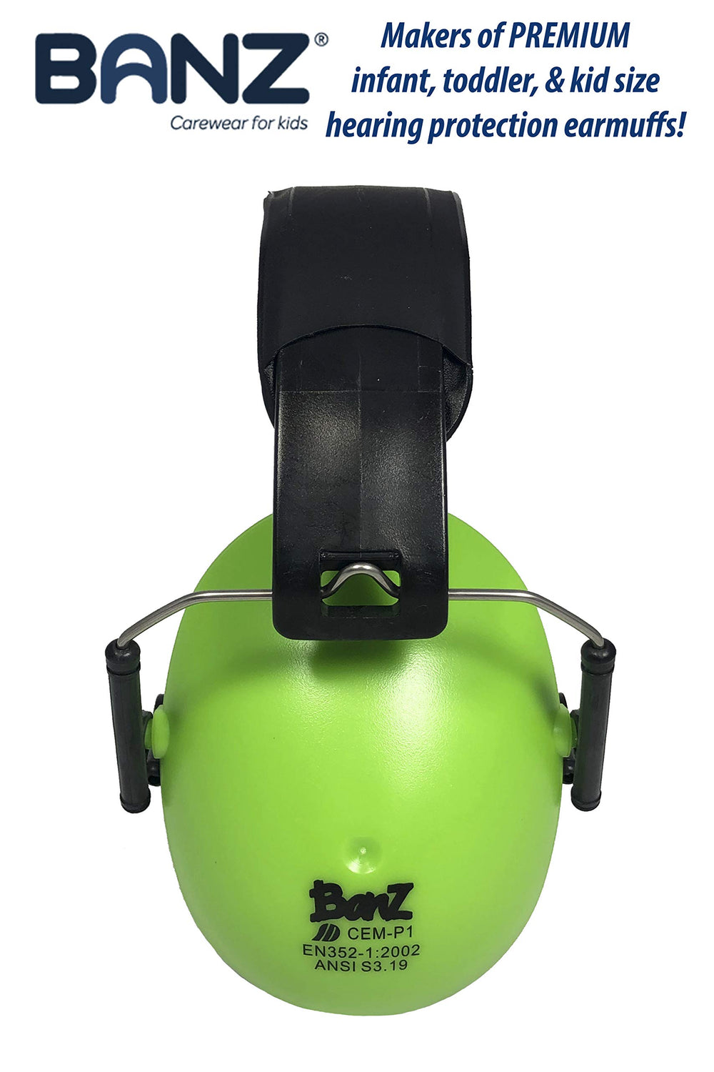 BANZ Baby earmuffs weigh 190g for lightweight, comfortable protection.