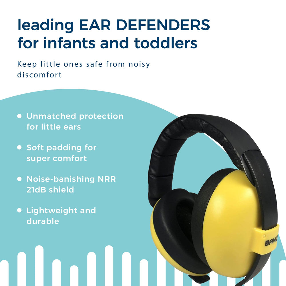BANZ Bubzee soft foam cups cushion tiny ears for gentle wear.