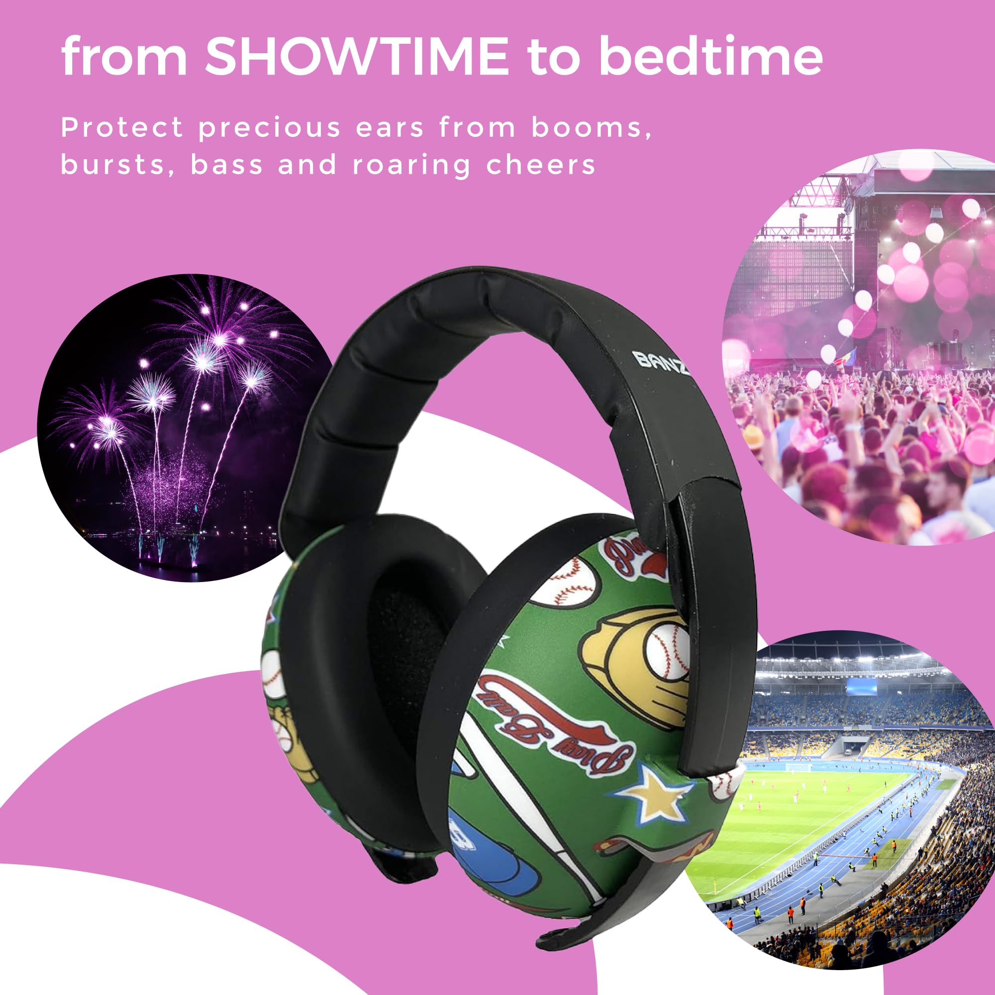 BANZ earmuffs in baseball-style fit for little heads